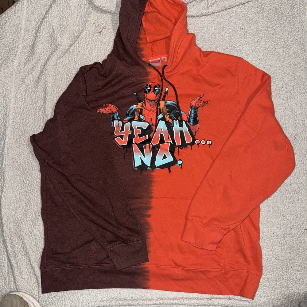 Marvel Deadpool Hoodie Sweatshirt Mens 2XL XXL (50-52) Red And Black Yeah No